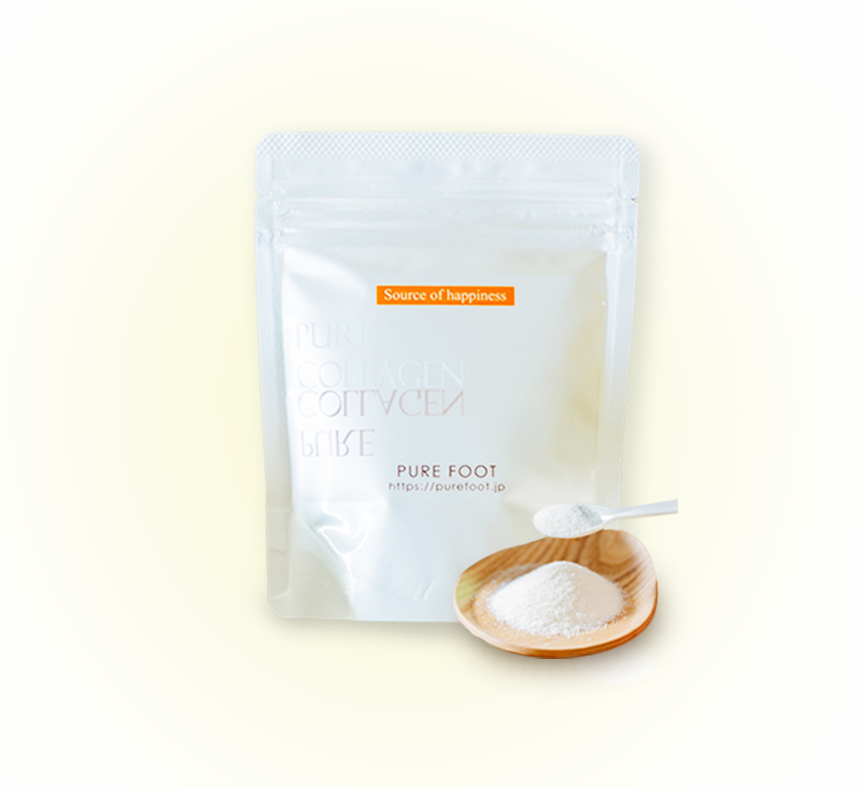 ピュアコラーゲンパッケージと粉末の写真